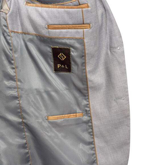 Pierre Loren Edward Blazer Men’s Size 46R Silver Gray Two Button Career Jacket - Picture 7 of 13